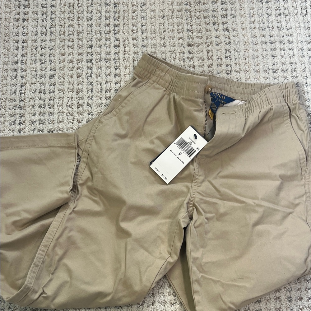 NWT Polo Ralph Lauren Khaki Elastic Waist Chino size 7